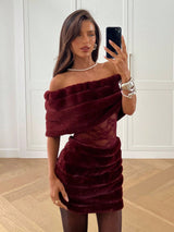 SHEIN Aloruh Women's Fall/Winter Sexy & Elegant Off Shoulder Dress