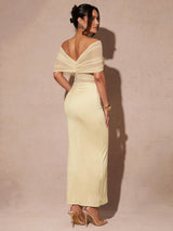 Silquee Women's Elegant Apricot-Color Sheer Mesh Fitted Dress