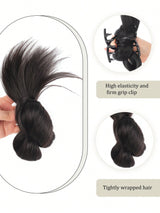 SHEIN Synthetic Wigs Low-Tied Ball Grab And Clip Style Hair