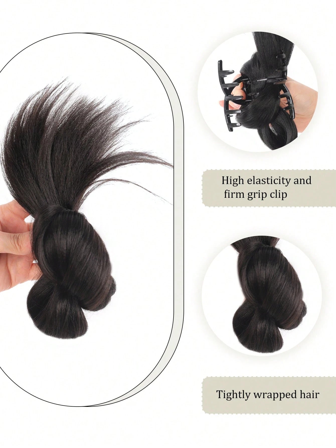 SHEIN Synthetic Wigs Low-Tied Ball Grab And Clip Style Hair