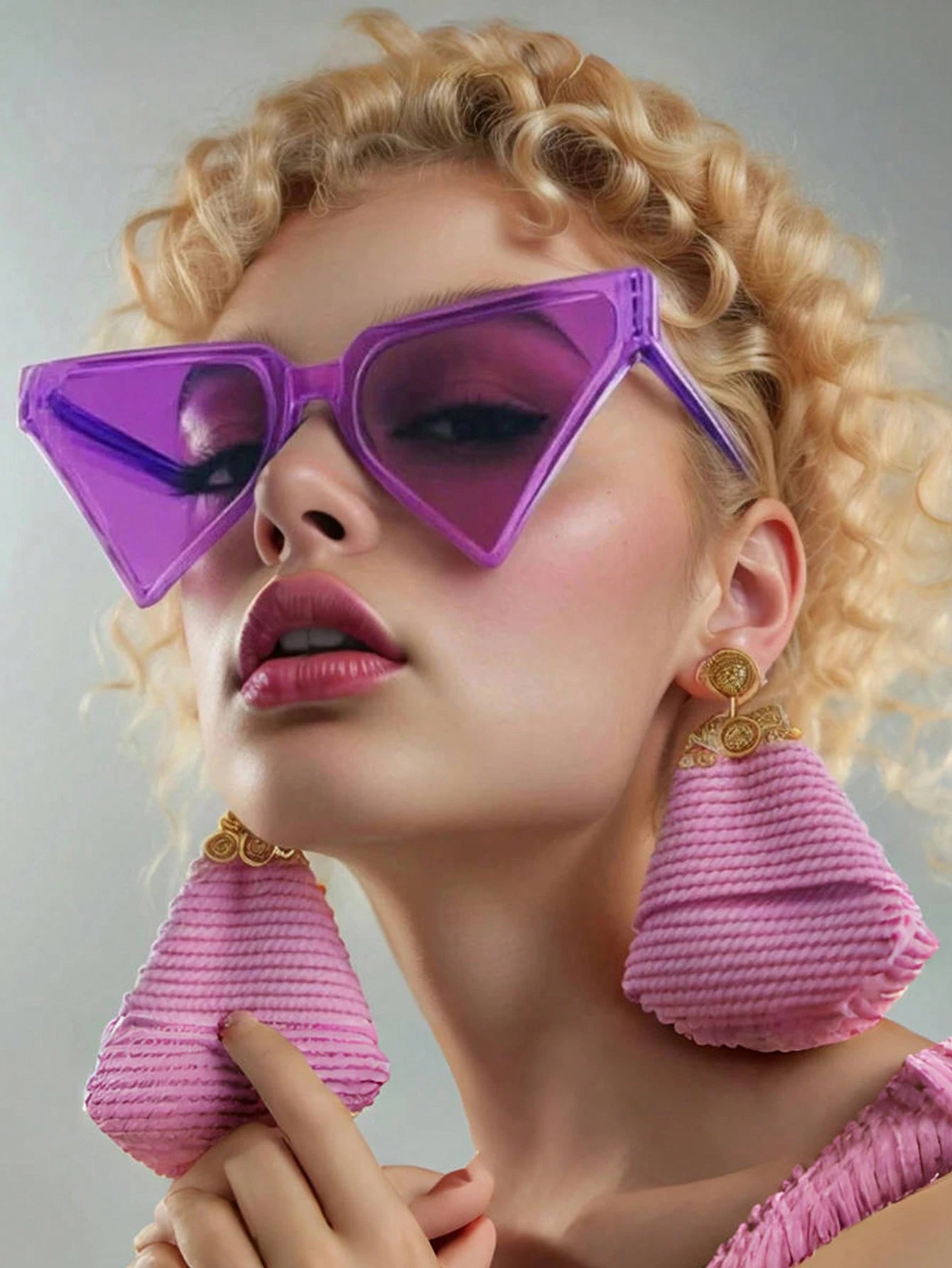 SHEIN 1pc Oversized Triangular Cat Eye Fashion Glasses