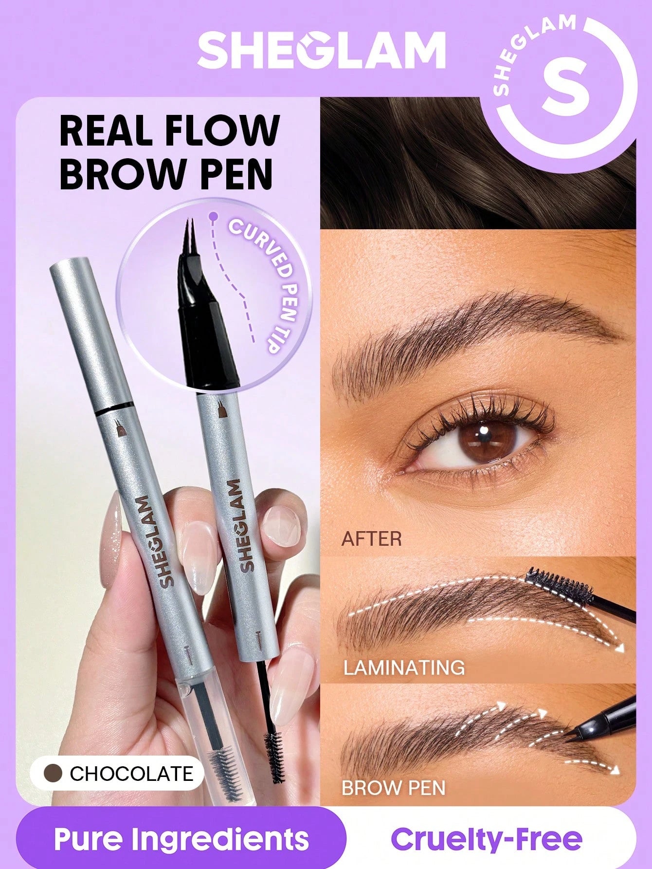 SHEGLAM Real Flow Laminating Brow Pen-Chocolate