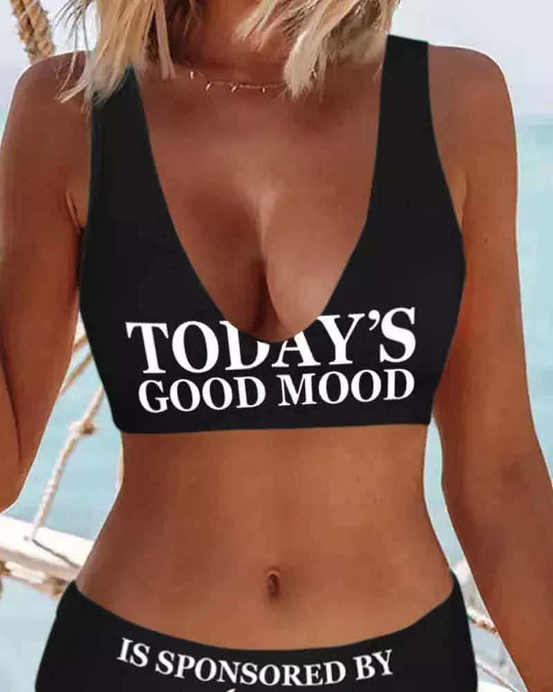CHICME Today's Good Mood Is Sponsored By Tito's Print Bikini Set