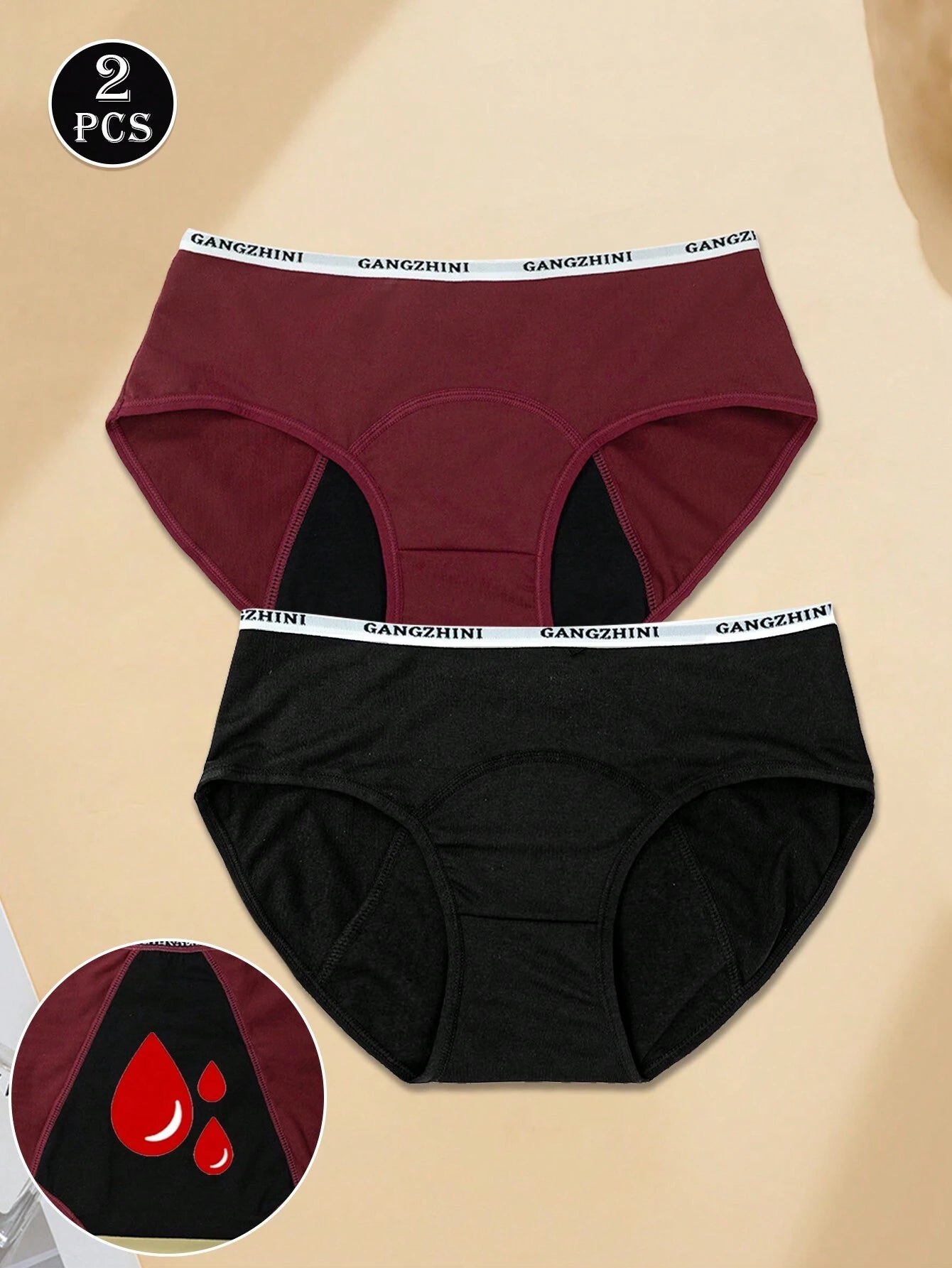SHEIN 2pcs Woman Basics Menstrual Panties Period Shorts Menstruation Period Underwear