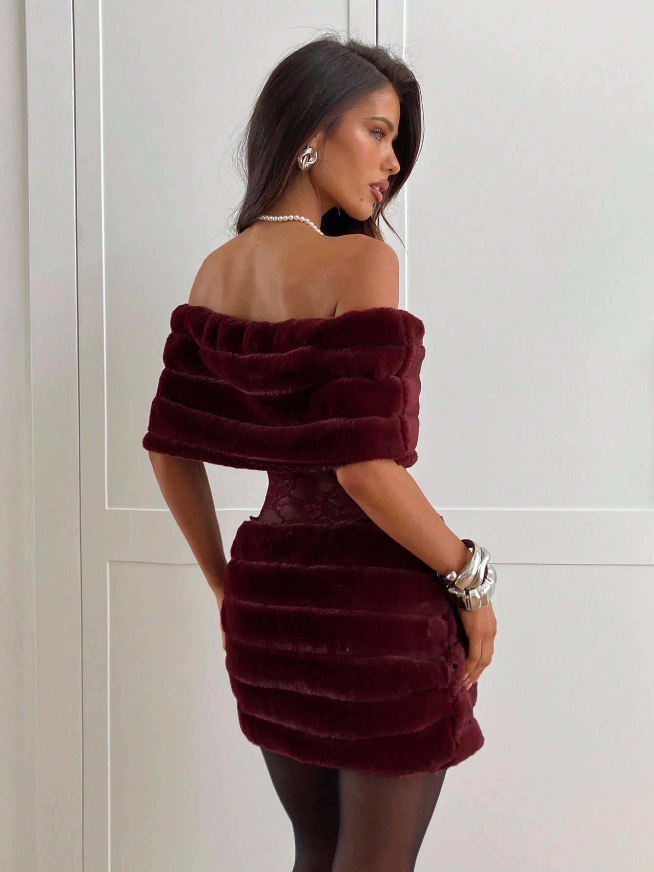 SHEIN Aloruh Women's Fall/Winter Sexy & Elegant Off Shoulder Dress