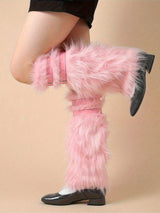 SHEIN 1 Pair Of Women's Y2K Punk-Style Faux Fur Leg Socks