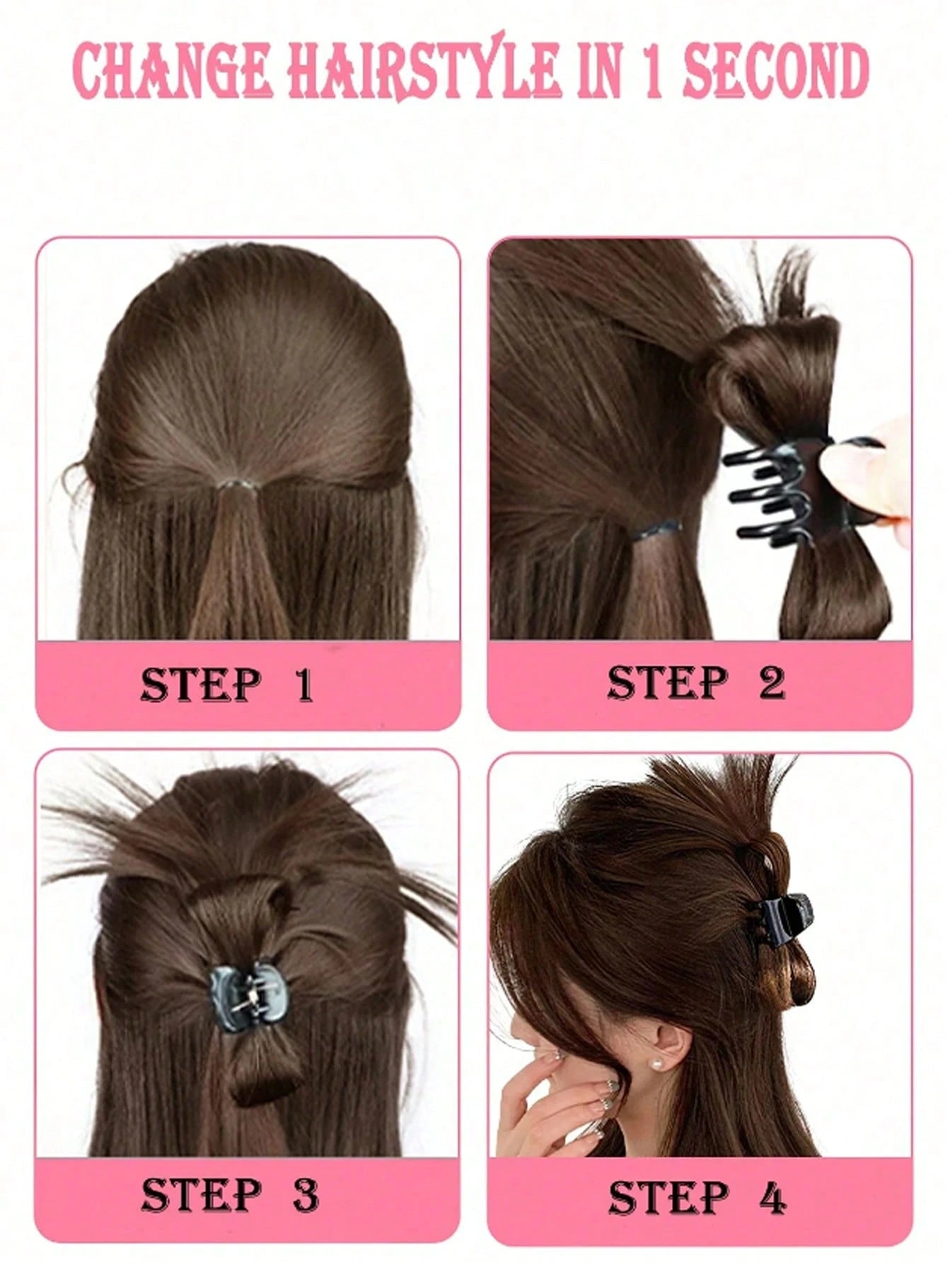 SHEIN Synthetic Wigs Low-Tied Ball Grab And Clip Style Hair