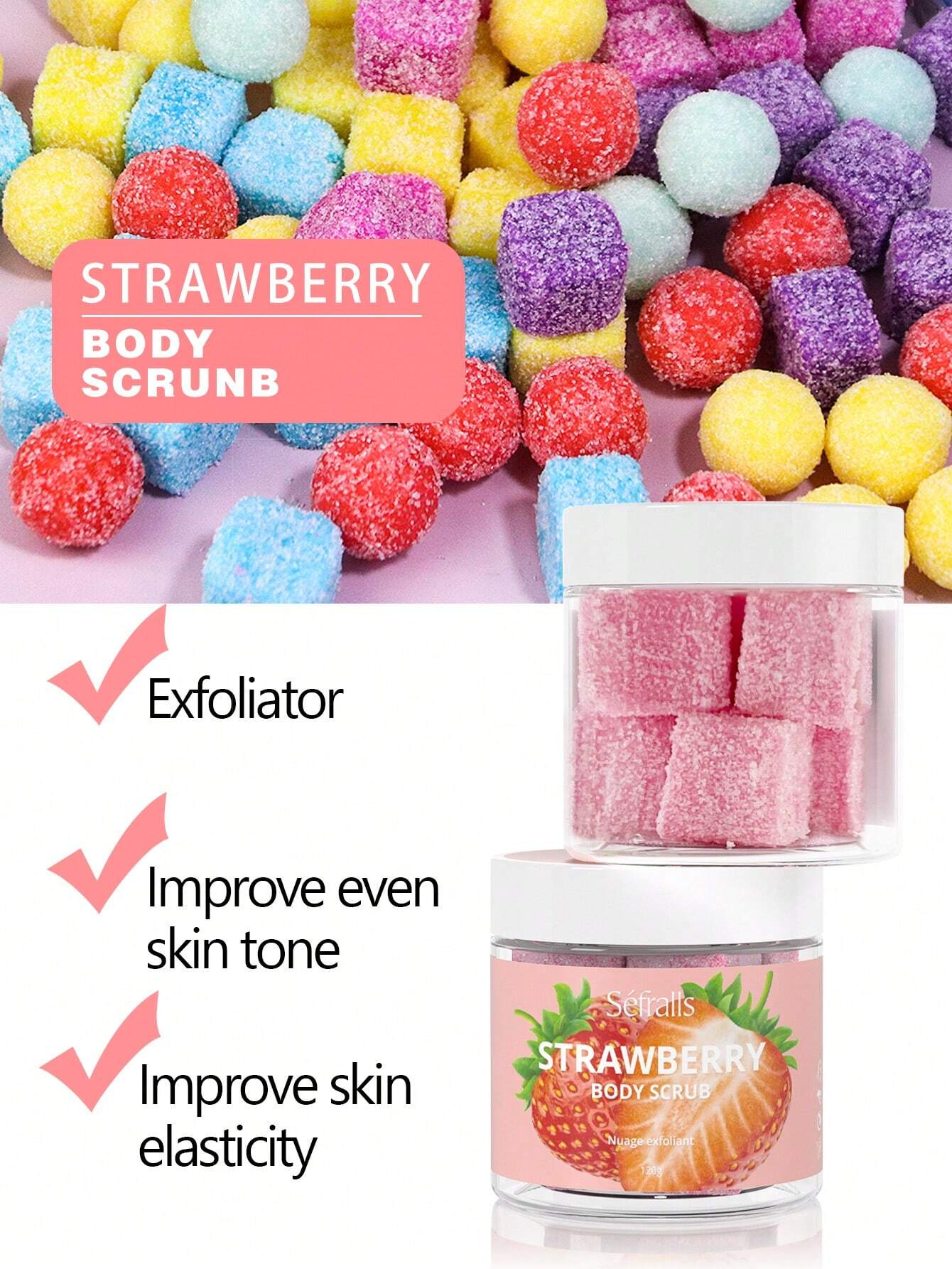 150g Strawberry Exfoliating Body ScrubSkin Care Exfoliating Scrub For Women - Moisturizing Body Polish Scrub For Skin, Cellulite, Dead Skin