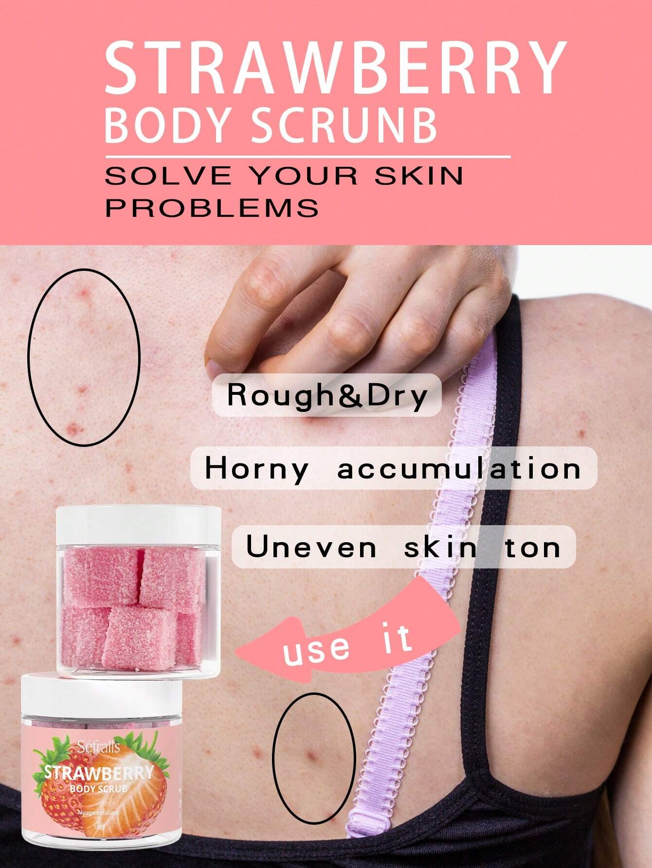 150g Strawberry Exfoliating Body ScrubSkin Care Exfoliating Scrub For Women - Moisturizing Body Polish Scrub For Skin, Cellulite, Dead Skin