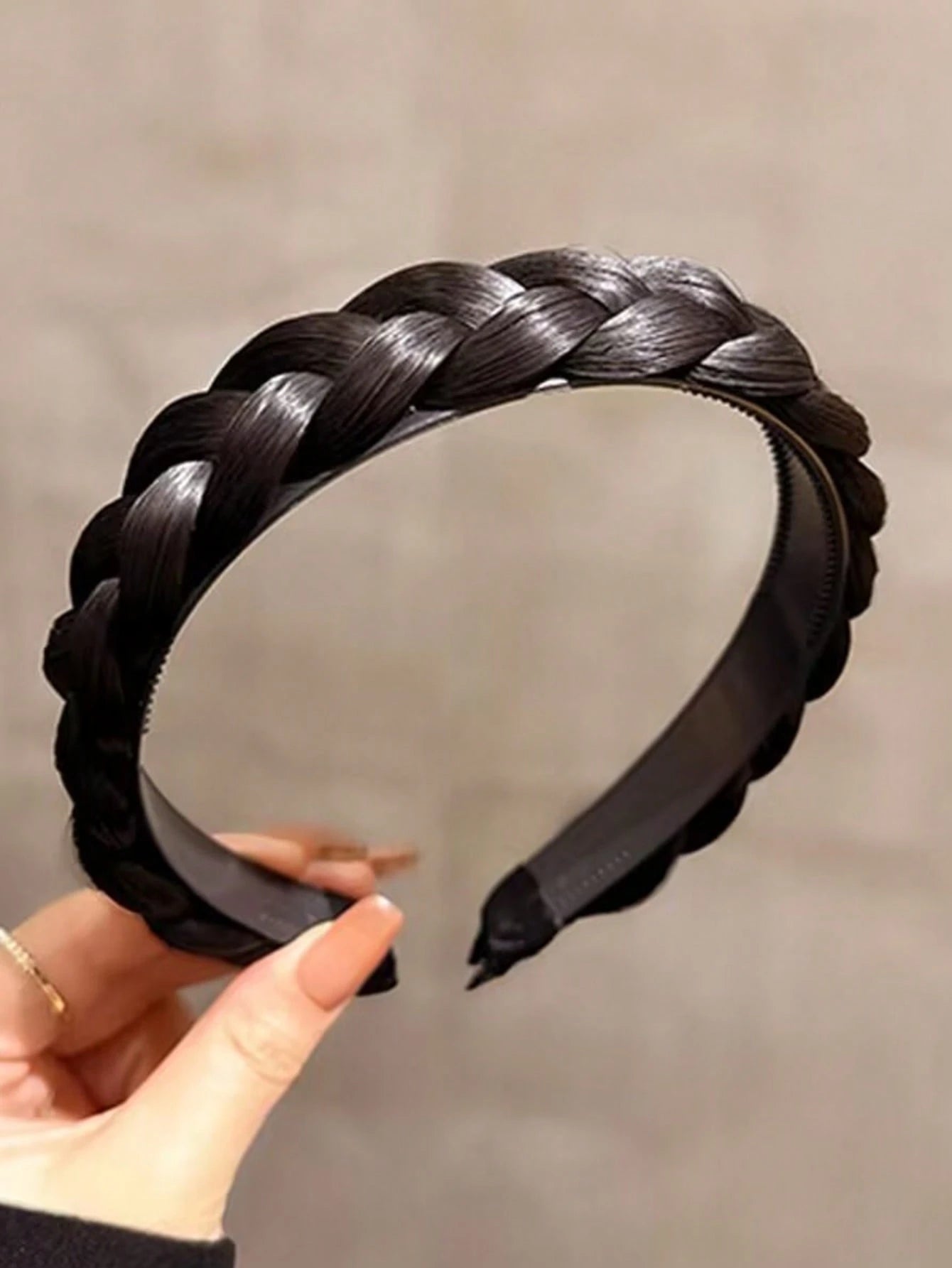 SHEIN Non Slip Fishbone Braid Wig Braid Integrated Headband