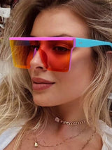 SHEIN 1pc Retangle Rivet Frame Mirror Fashion Glasses,