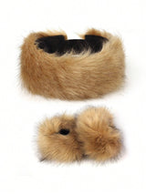 SHEIN Fluffy Beret Hat Warm And Versatile Fluffy Cap True Color