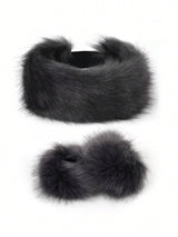 SHEIN Fluffy Beret Hat Warm And Versatile Fluffy Cap Dark Gray