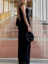 SHEIN Elegant Solid Color Asymmetric Neck Long Sleeve Fitted Party Dress