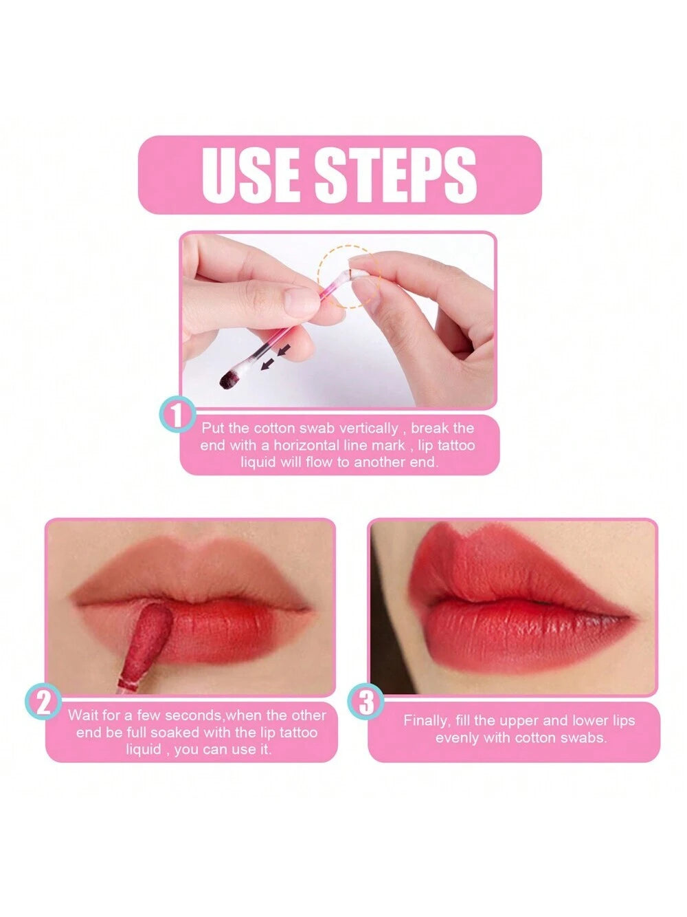 SHEIN 20 PCS Box Tattoo Lipstick Swab Lip Glaze
