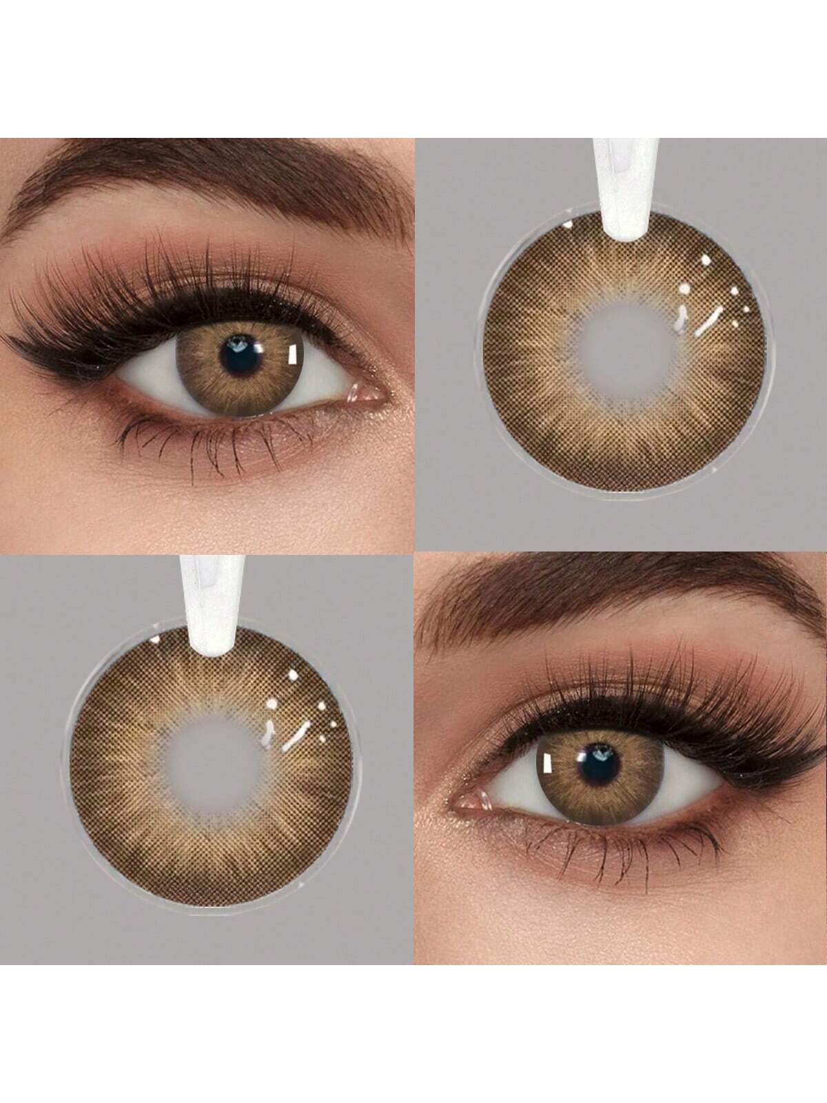 SHEIN 2 Pieces Gray Brown Color Contact Lenses