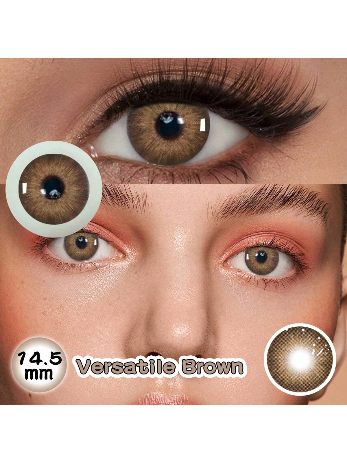 SHEIN 2 Pieces Gray Brown Color Contact Lenses