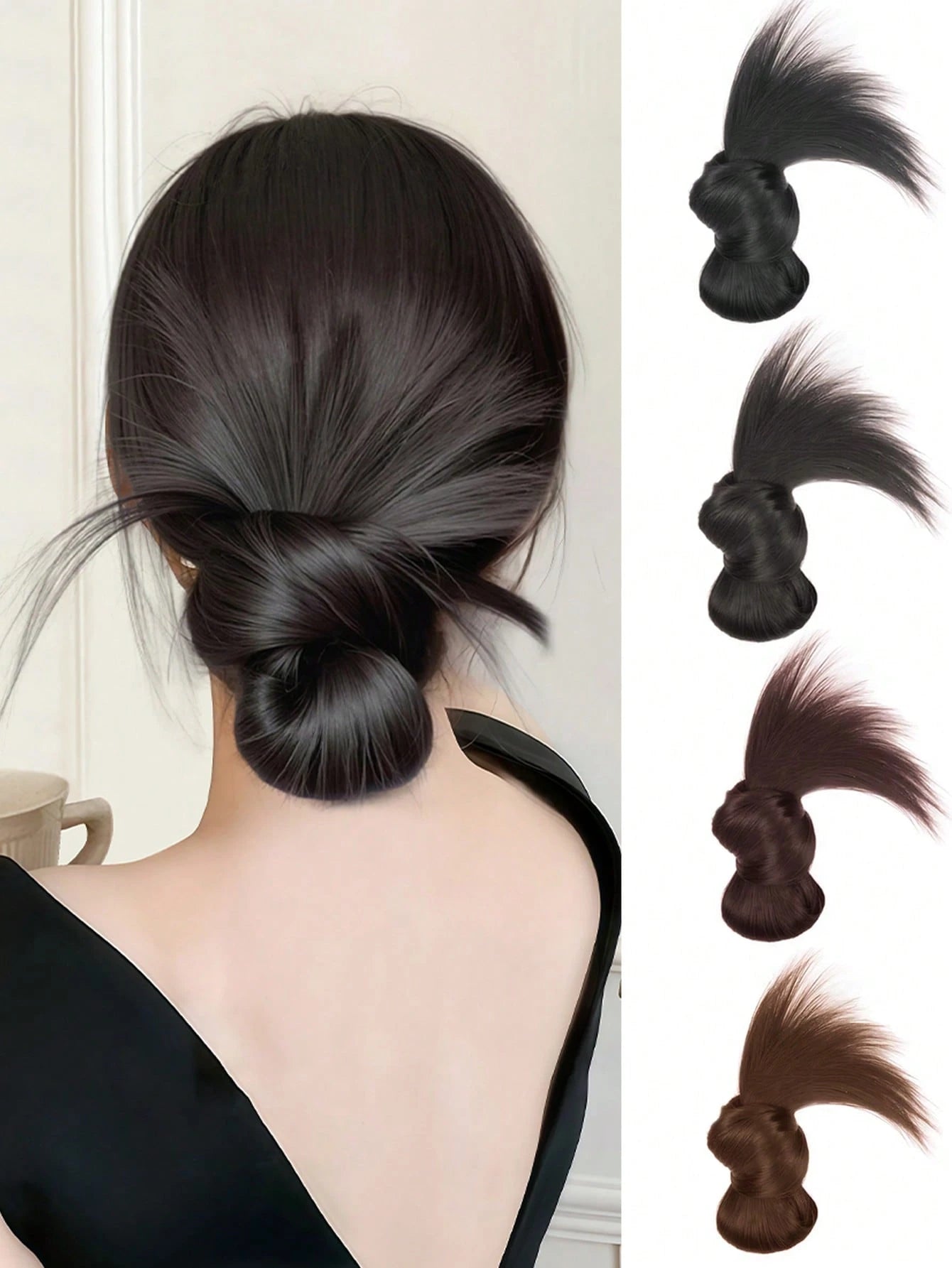 SHEIN Synthetic Wigs Low-Tied Ball Grab And Clip Style Hair