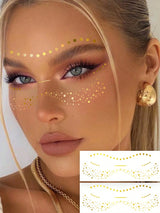 SHEIN 2 Pieces Combo Pack Metallic Golden Facial Decoration
