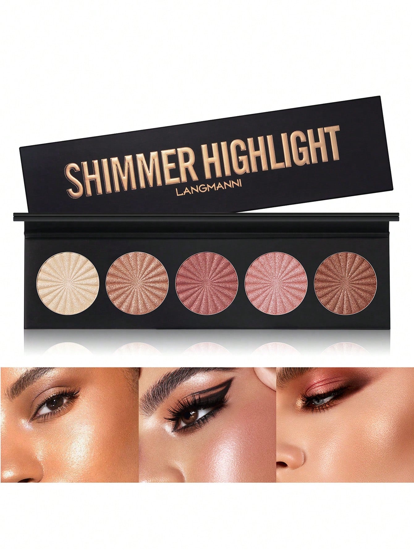 SHEIN Highlighter Powder Palette, Long-Lasting