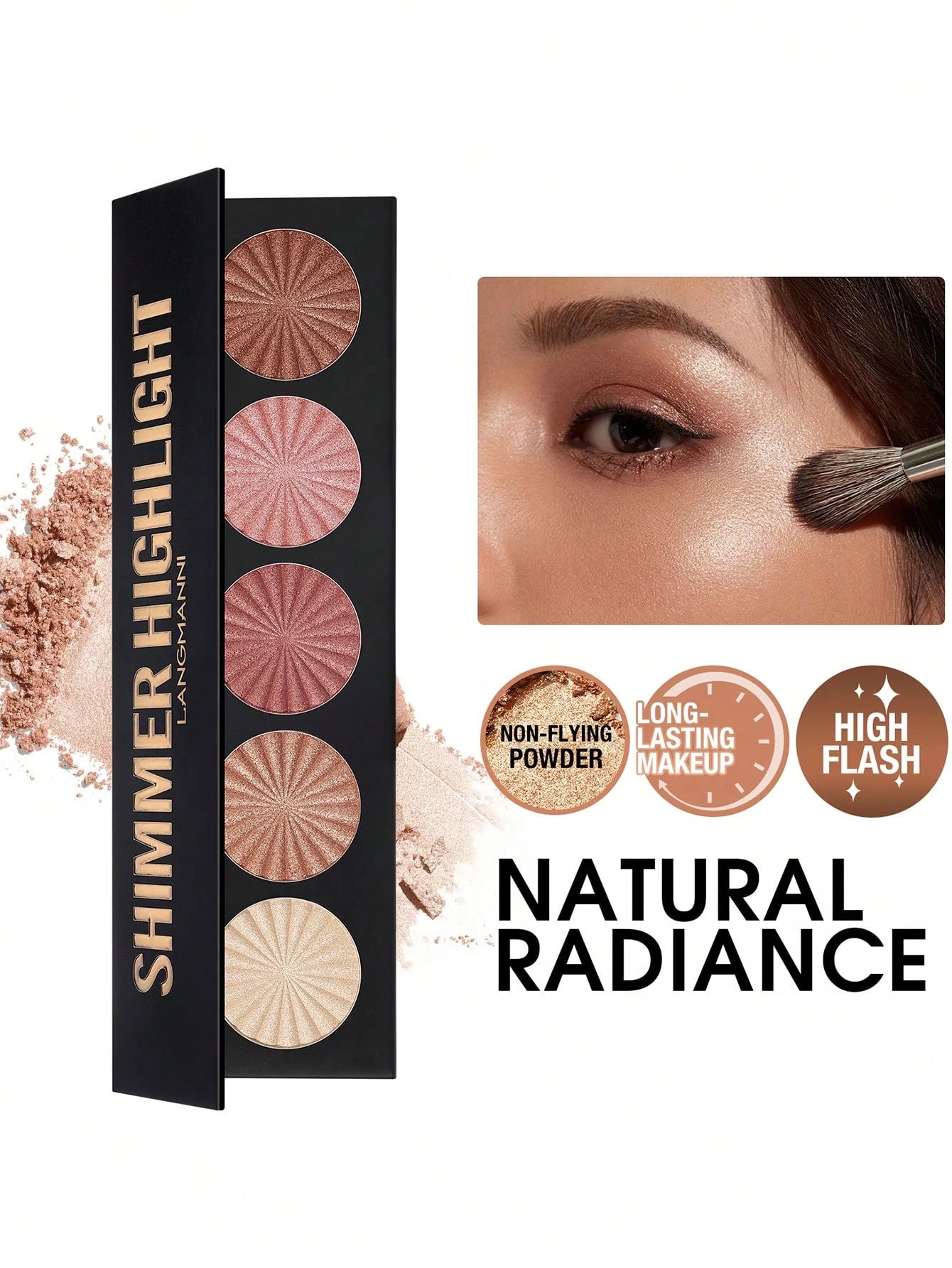 SHEIN Highlighter Powder Palette, Long-Lasting