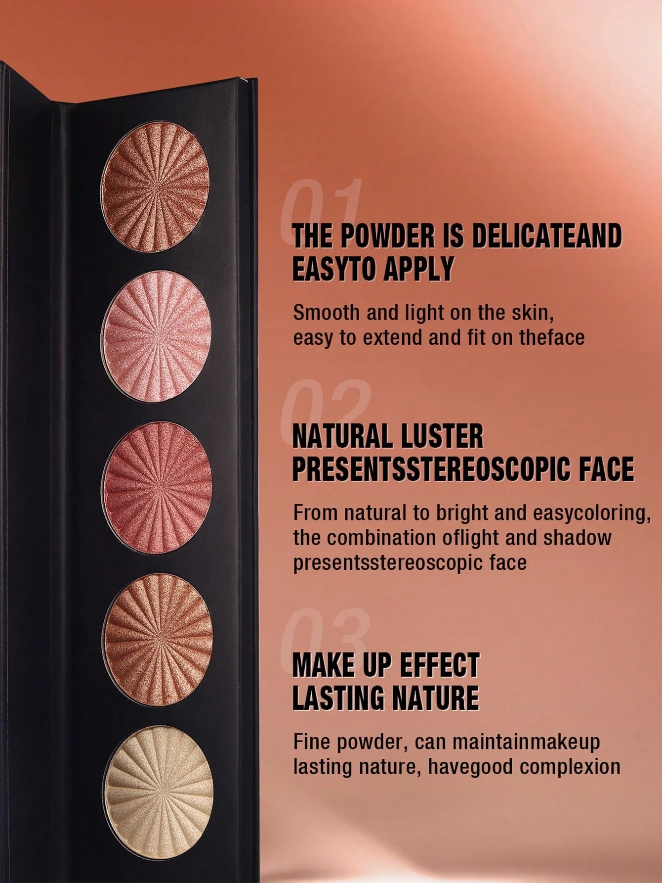 SHEIN Highlighter Powder Palette, Long-Lasting