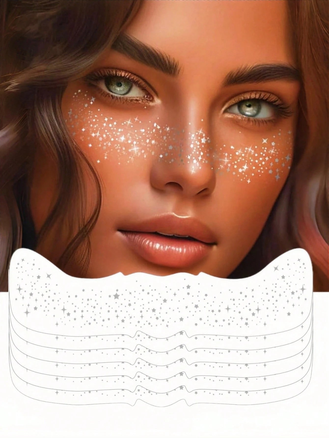 SHEIN 6 Sheets Glitter Freckles Silver Glitter