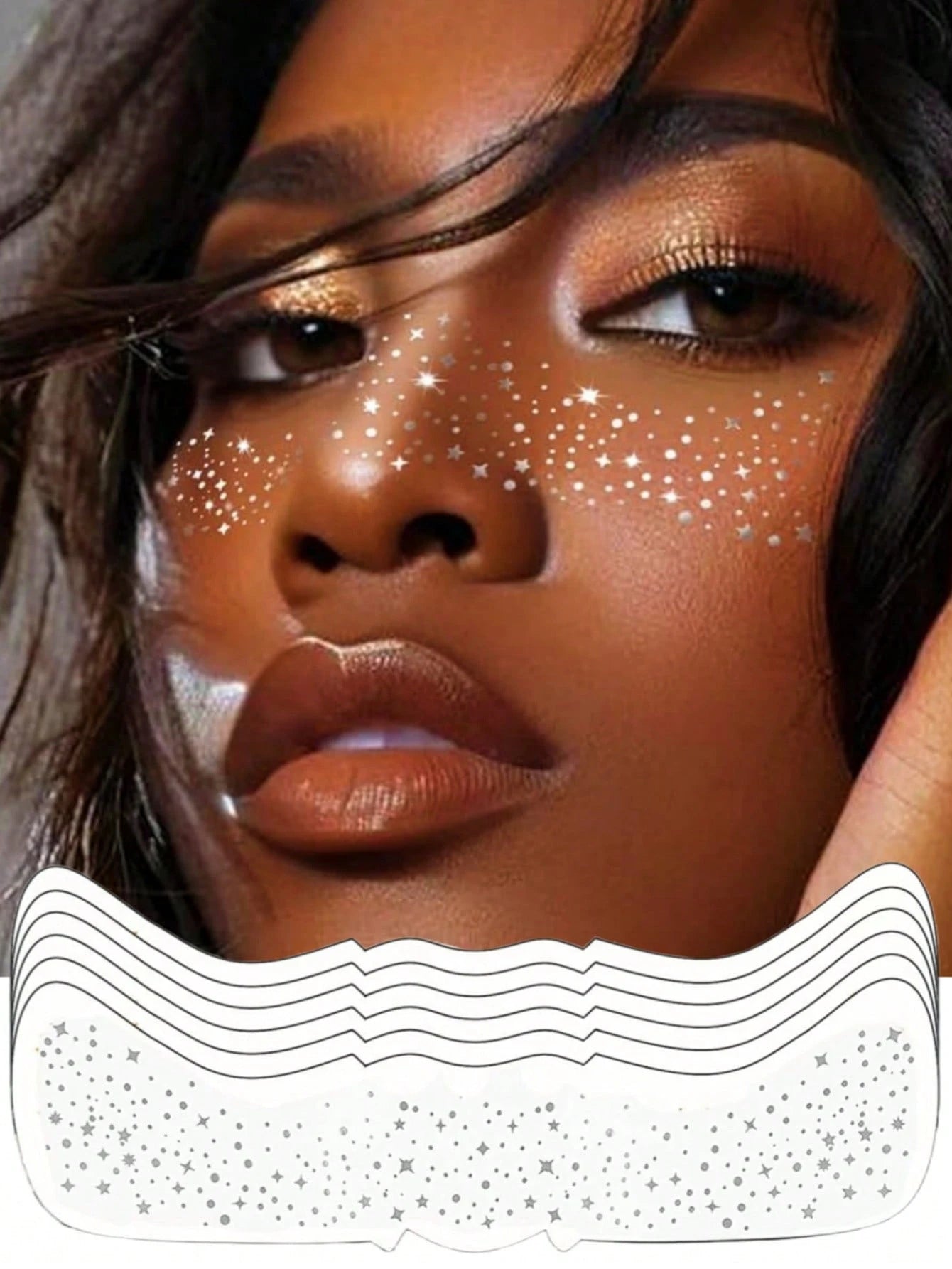 SHEIN 6 Sheets Glitter Freckles Silver Glitter