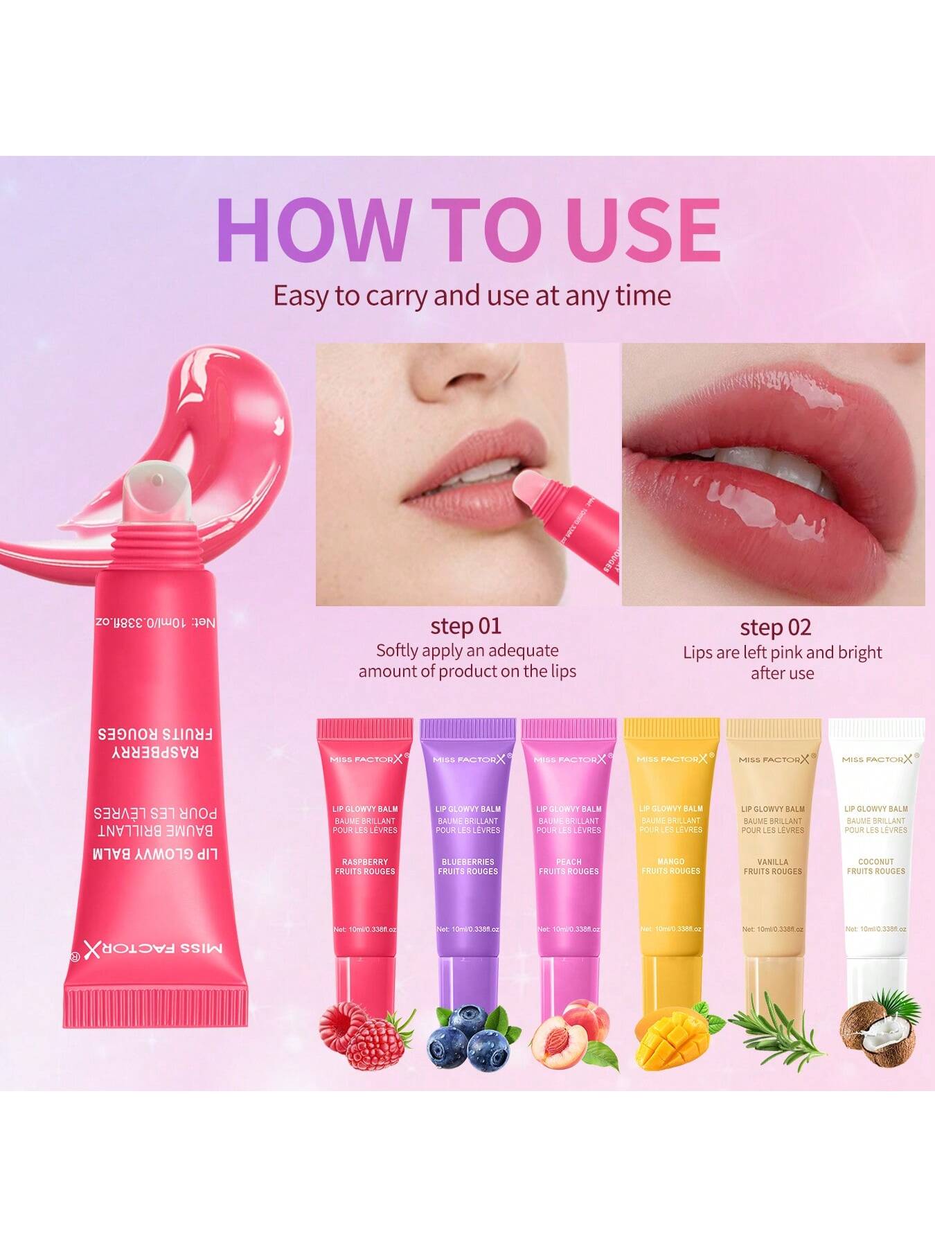 SHEIN 6pcs/Set Lip Gloss Set Including Colored Lip Stick, Lip Balm