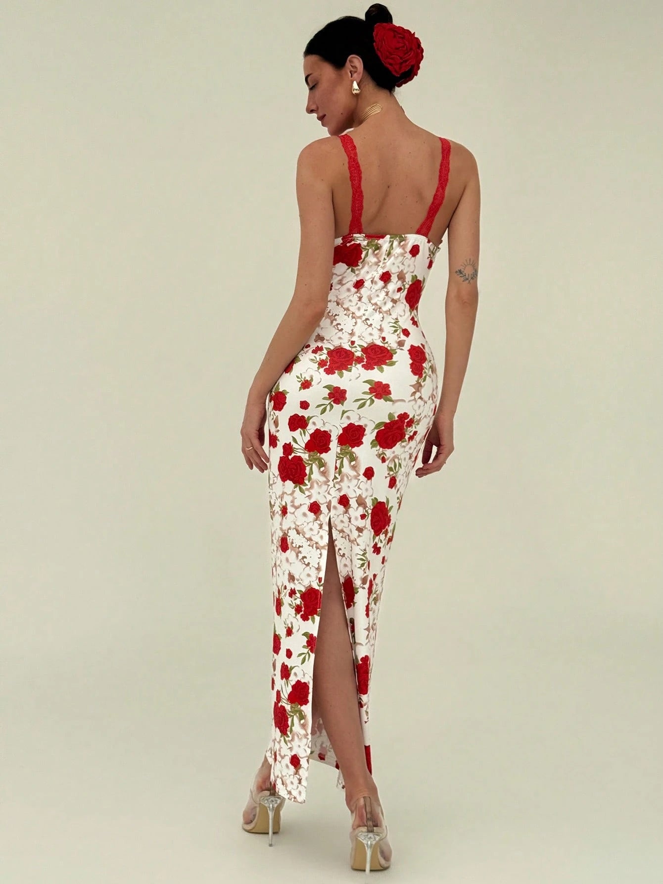 SHEIN Aloruh Women's Lace Patchwork Slim-Fit Elegant Long Dress,Summer Dresses Spring Clothes
