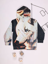 هودي للأولاد قطعة واحدة مطبوع عليه ذئب ثلاثي الأبعاد  