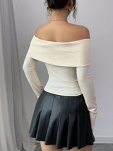 SHEIN Chiquease Women's New Off-Shoulder Collared Elastic Blouse