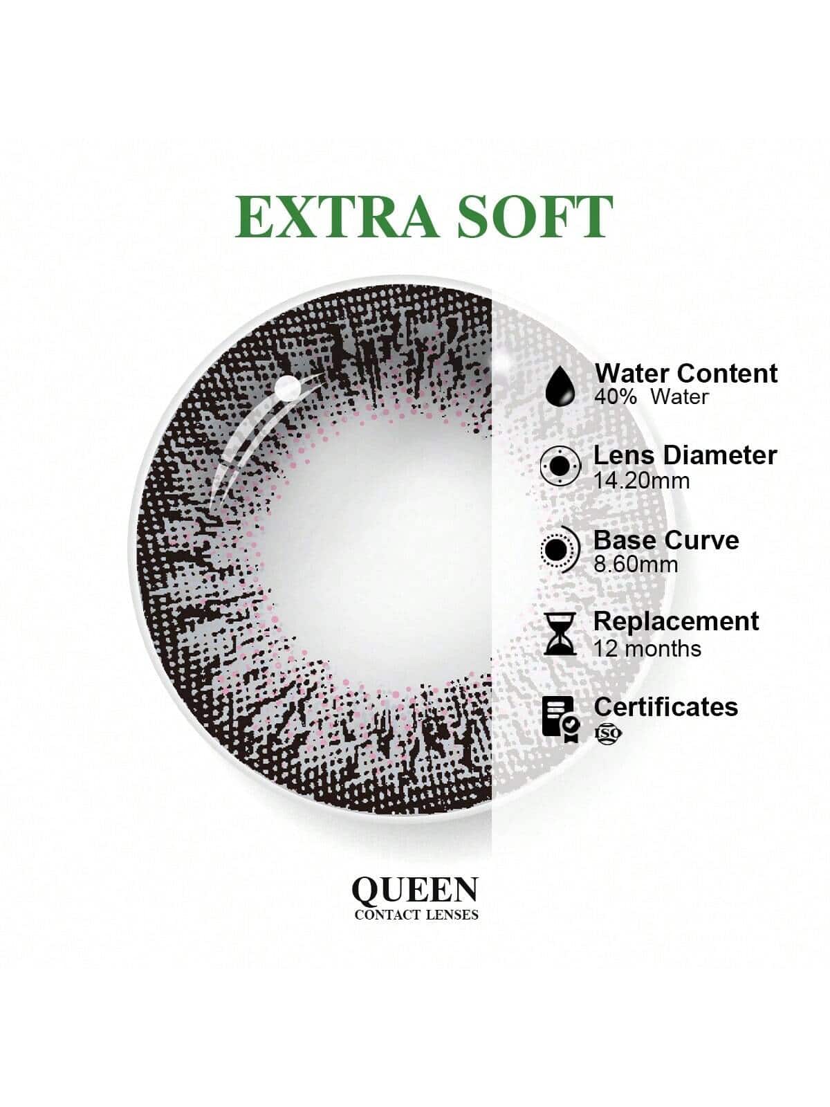 SHEIN  Material Black Gray D Series Contact Lenses