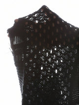 شى ان كنزة صوفية نسائية  بتصميم مثير مكشوف الأكتاف ومفرغ