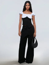 SHEIN Flirla Women Stylish Fashion Color Blocking Short Sleeve T-Shirt