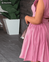 فستان كاجوال بأكمام واسعة مطوية 