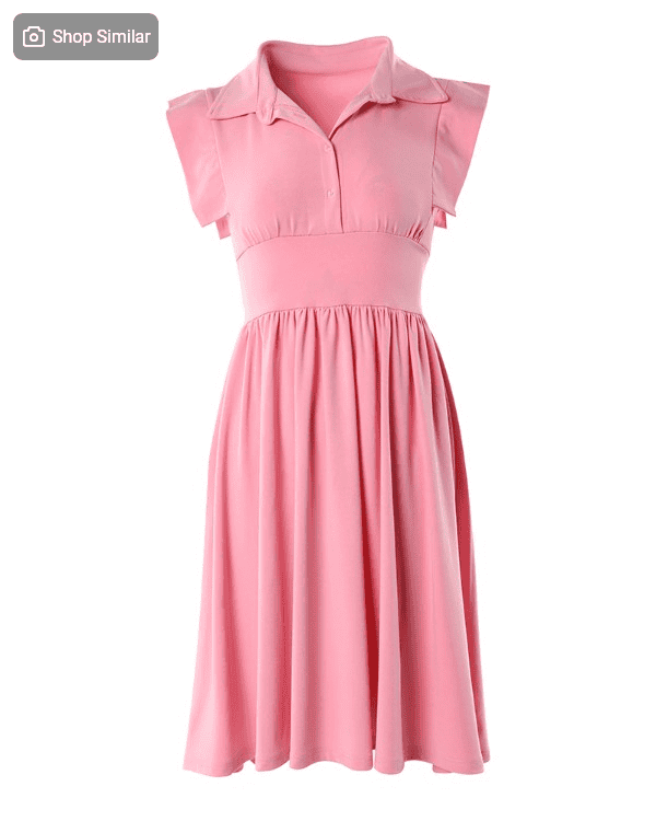 فستان كاجوال بأكمام واسعة مطوية 