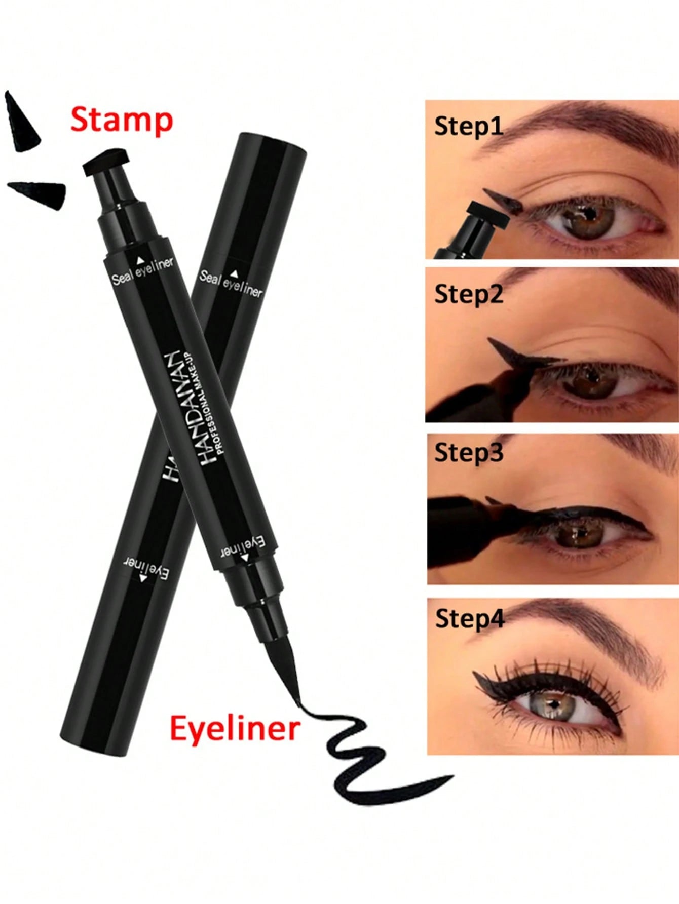 HANDAIYAN 2-In-1 Eyeliner Waterproof Sweatproof Long-Lasting Smooth