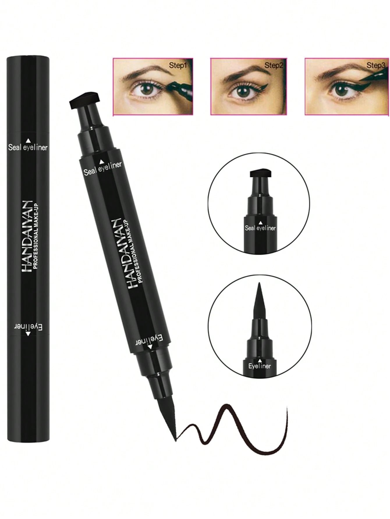 HANDAIYAN 2-In-1 Eyeliner Waterproof Sweatproof Long-Lasting Smooth