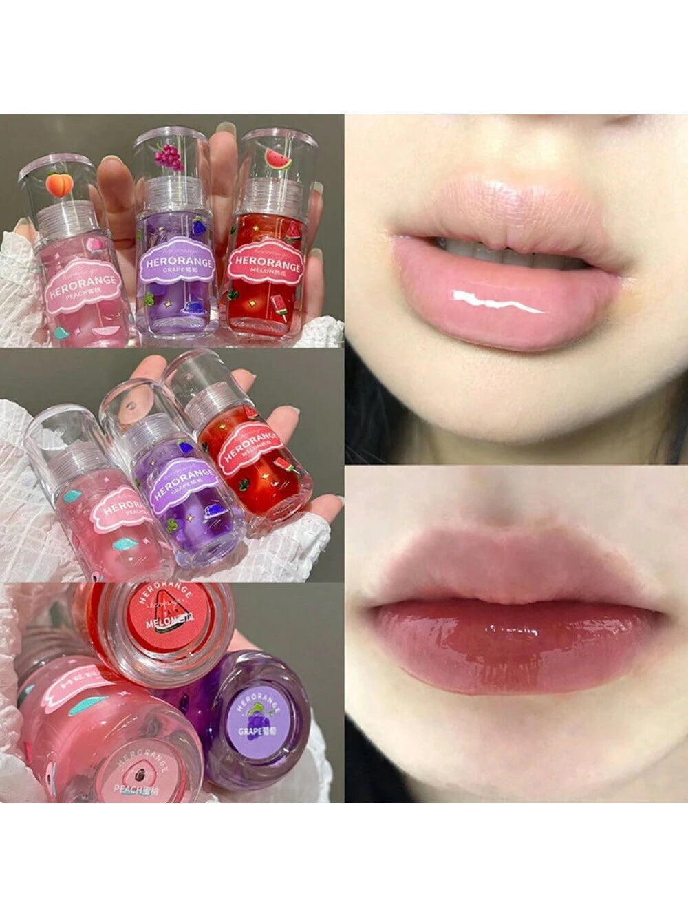 SHEIN HERORANGE 3Pcs Fruit Moisturizing Lip Oil