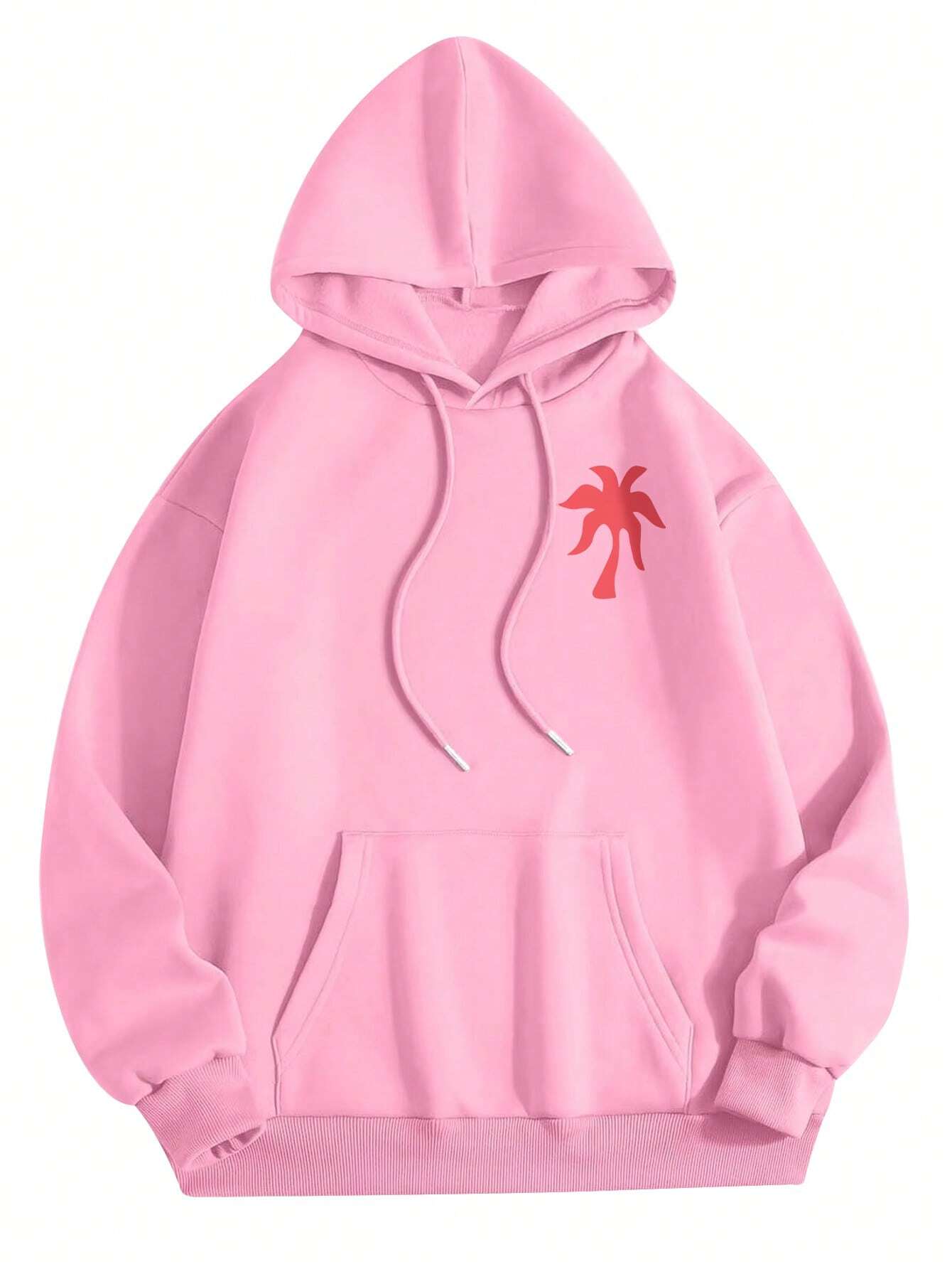 SHEIN INAWLY Women's Casual Holiday Tropical Print Fleece Hoodie