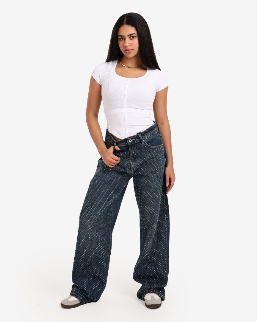 بنطال جينز مرصع بأحجار الراين (صنع في مصر) 1432 