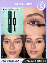 SHEGLAM All-In-One Volume & Length Mascara 2 In 1 Waterproof Volumizing Dual-Ended Brush Lengthening Curling Thick Lash Lifting Long Lasting Mascara Eye Makeup Black Friday Party Mascara