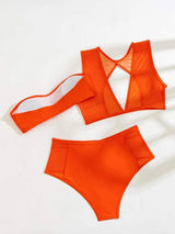 SHEIN 3pack Cut Out Mesh Bikini Swimsuit With Cover Up