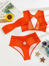 SHEIN 3pack Cut Out Mesh Bikini Swimsuit With Cover Up