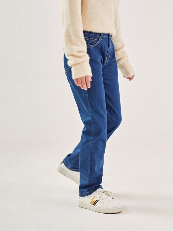 شى ان جينز بناتي بخصر عالي وقصة مستقيمة