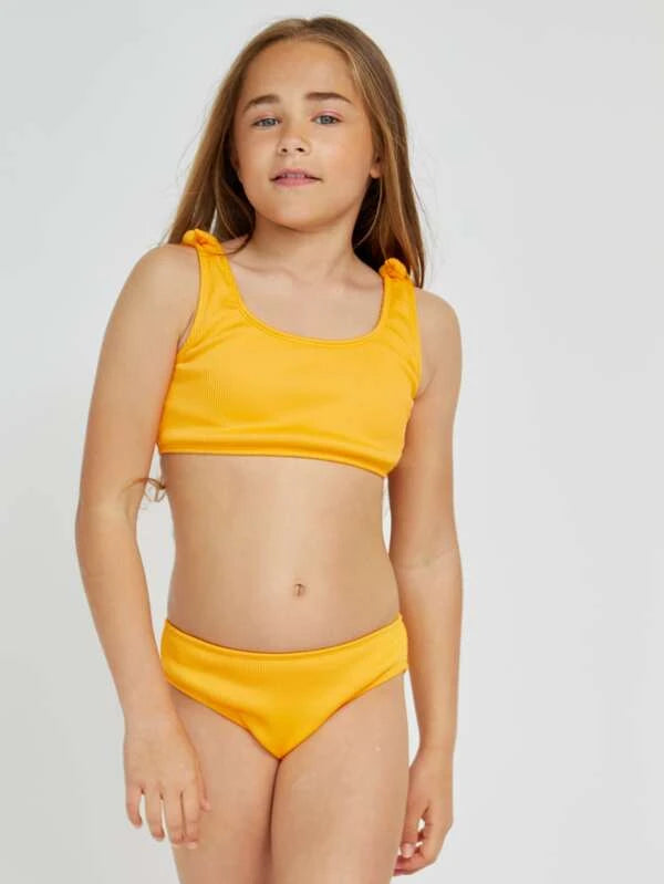 SHEIN BASICS Girls Knot Bikini Swimsuit