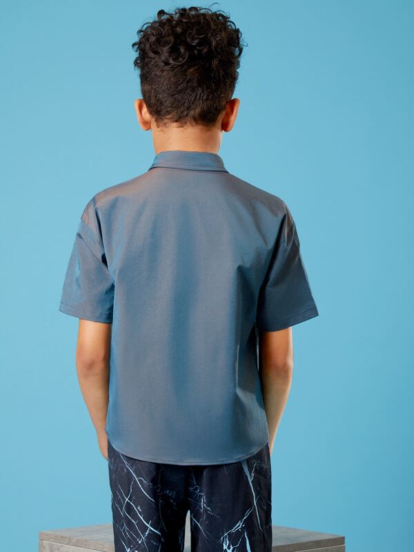 قميص شي ان للأولاد بجيب قلاب وحزام مزين بإبزيم