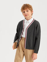 كارديجان للأولاد من شي إن، بأزرار أمامية ونقشة مخططة