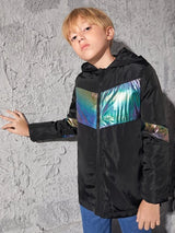 شى ان جاكيت بغطاء رأس وسحاب أمامي ثلاثي الأبعاد للأولاد 